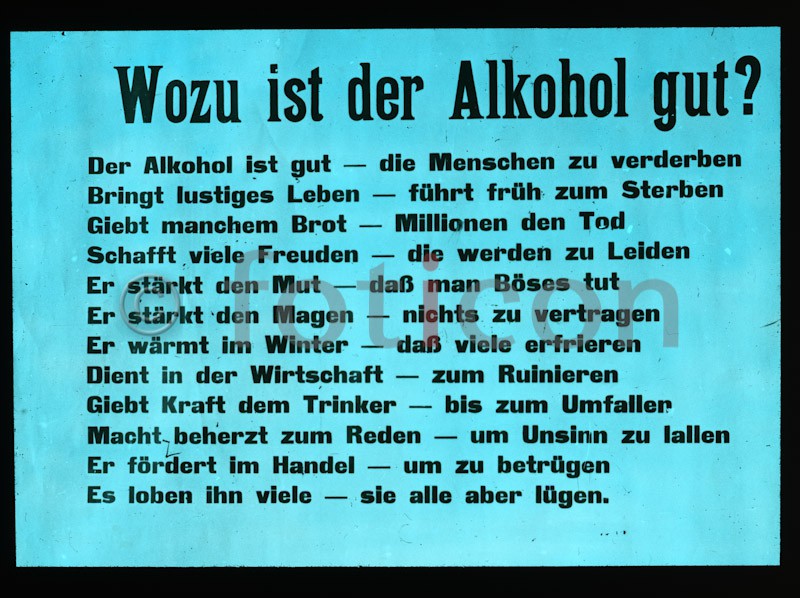Reim gegen den Alkoholkonsum Rhyme against alcohol consumption