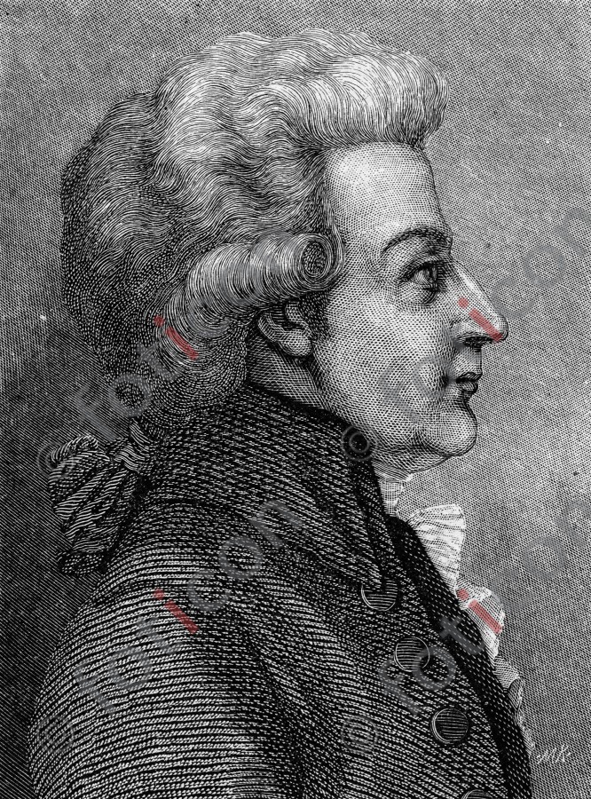 Portrait von Wolfgang Amadeus Mozart | Portrait of Wolfgang Amadeus Mozart - Foto foticon-portrait-0122-sw.jpg | foticon.de - Bilddatenbank für Motive aus Geschichte und Kultur